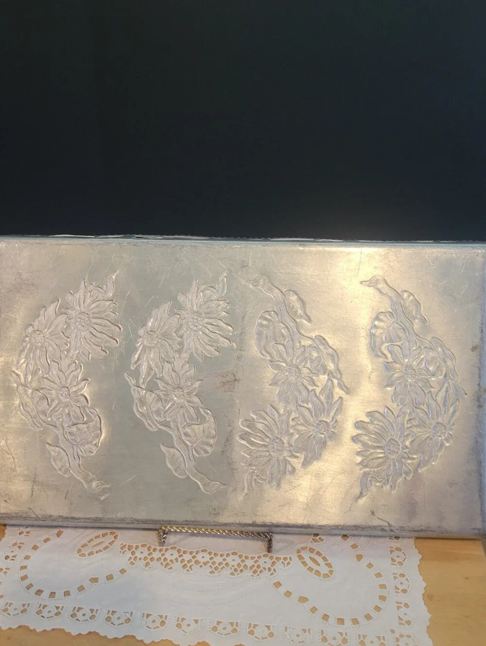 Farber & Shlevin Hand Wrought Aluminum Serving Tray W Handles #1763 Vintage 20